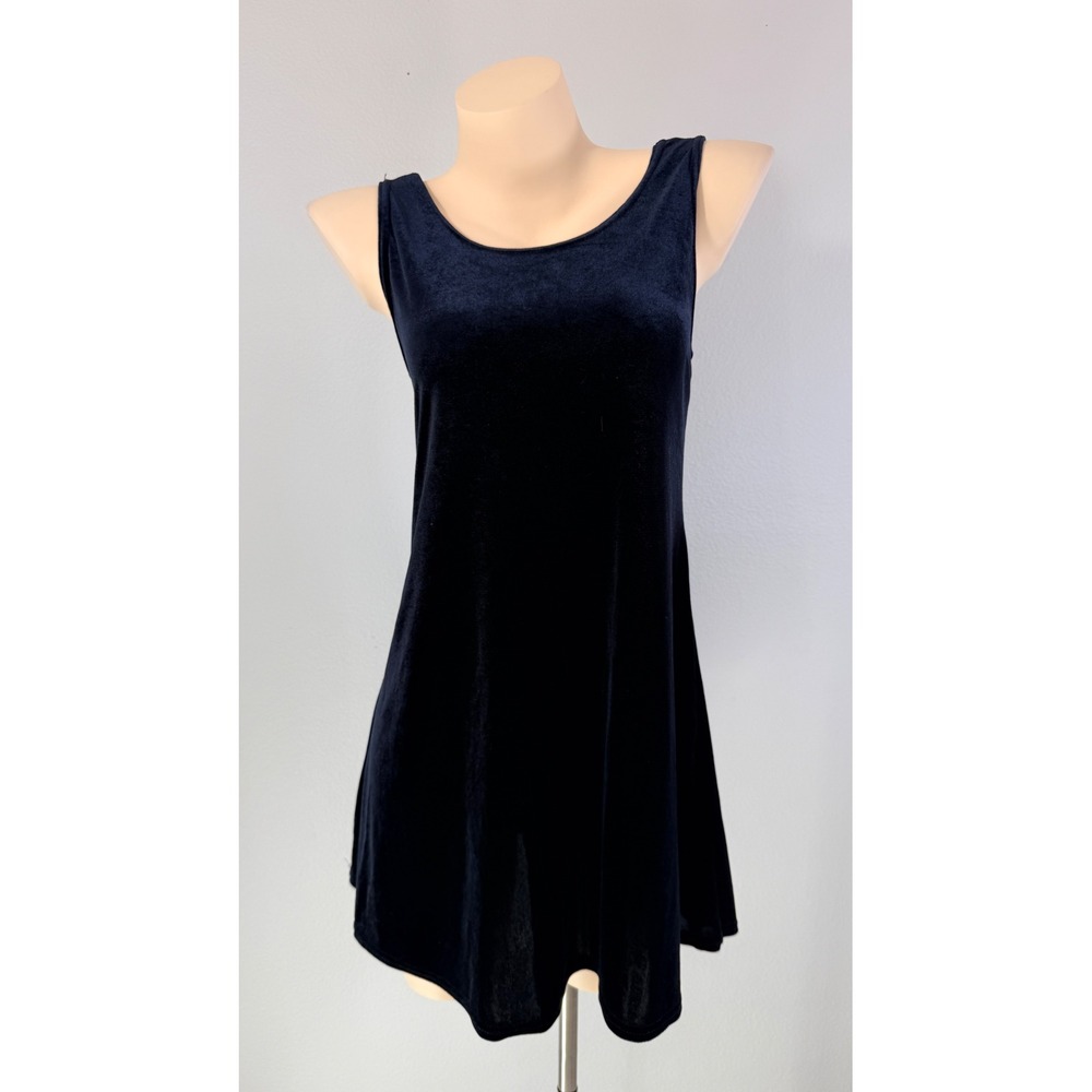 VTG USA Laurel California Grunge Goth Black Velvet Sleeveless Mini Shift Dress M